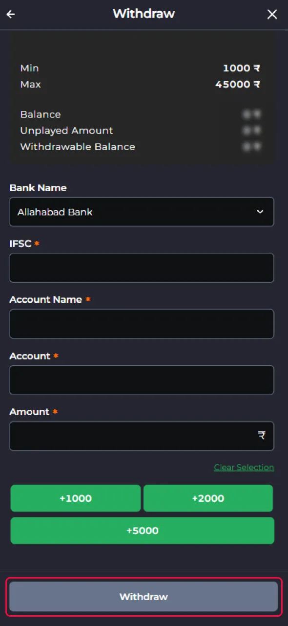 Finalize your withdrawal process quickly on the 9Winz website in India.
