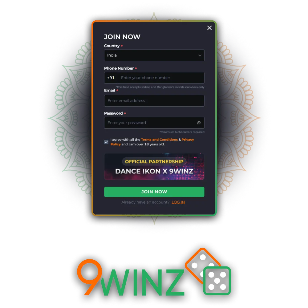 Learn the registration and verification process on the 9Winz website in India.