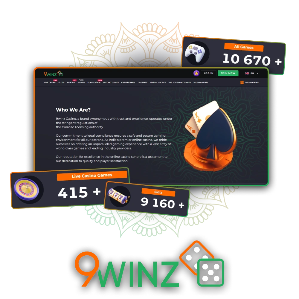 9Winz Casino licensed and trusted gaming platform.